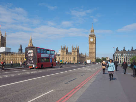 LONDON, UK - JUNE 10, 2015: Houses of Parliament aka Westminster Palace seen from Westminster Bridge