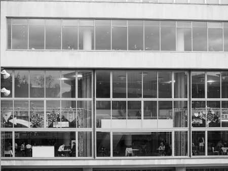 LONDON, UK - JUNE 09, 2015: The Royal Festival Hall built as part of the Festival of Britain national celebrations in 1951 is still in use as a major music and entertainment venue in black and whiteのeditorial素材