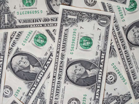 Dollar banknotes 1 Dollar currency of the United States useful as a backgroundの写真素材