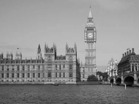 Houses of Parliament aka Westminster Palace in London, UK in black and whiteのeditorial素材