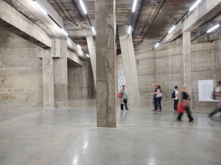 LONDON, UK - CIRCA SEPTEMBER, 2012: Tourists visiting the Tanks below the power station which are now a new exhibition space part of Tate Modern art gallery in South Bankのeditorial素材