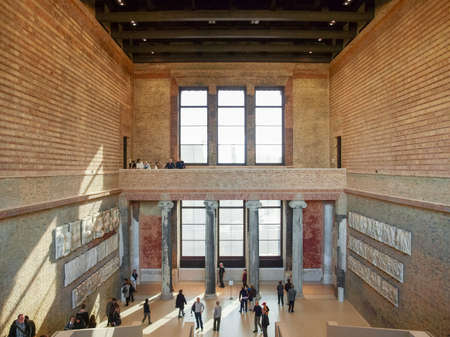 BERLIN, GERMANY - CIRCA APRIL, 2010: Tourists visiting the Neues Museum meaning New Museum designed by British architect David Chipperfieldのeditorial素材
