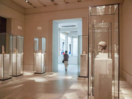 BERLIN, GERMANY - CIRCA APRIL, 2010: Tourists visiting the Neues Museum meaning New Museum designed...