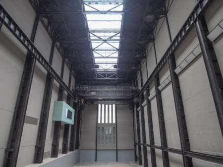 LONDON, UK - CIRCA JUNE, 2011: The Turbine Hall which once housed the electricity generators of the power station is now a huge open public space part of Tate Modern art gallery in South Bankのeditorial素材