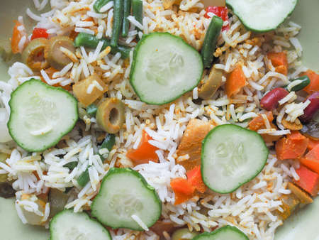 Curry rice with season vegetables vegetarian Indian foodの写真素材