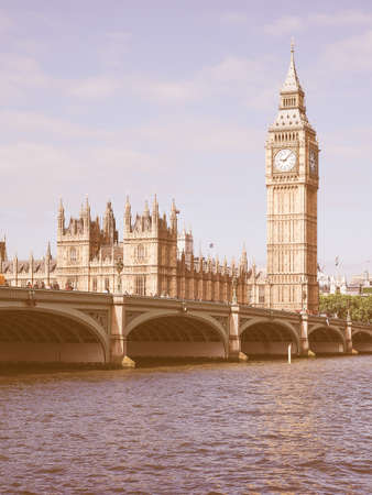 Vintage looking Houses of Parliament aka Westminster Palace in London, UKの写真素材