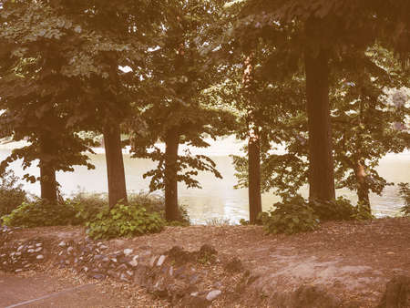 Vintage looking Fiume Po meaning River Po in Turin, Italyの写真素材