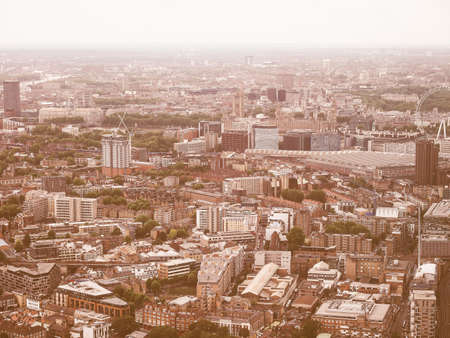 Vintage looking Aerial view of the city of London, UKの写真素材