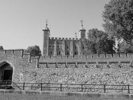 The Tower of London in London, UK in black and whiteのeditorial素材