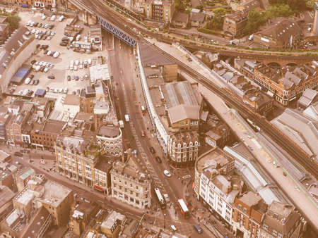 Vintage looking Aerial view of the city of London, UKの写真素材