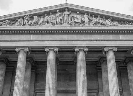 The British Museum in London, UK in black and whiteのeditorial素材
