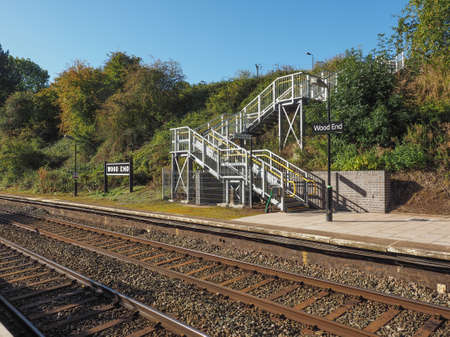 Wood End railway station on the Stratford upon Avon to Birmingham route in Tanworth in Arden, UKのeditorial素材