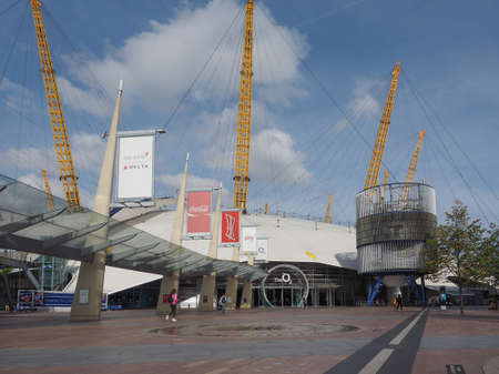 LONDON, UK - SEPTEMBER 29, 2015: The Millennium Dome built in celebration of the third millennium in year 2000 now houses the O2 arena music hallのeditorial素材