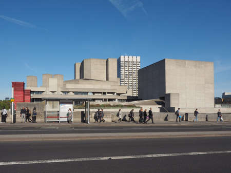 LONDON, UK - SEPTEMBER 28, 2015: The National Theatre designed by Sir Denys Lasdun is a masterpiece of new brutalist architectureのeditorial素材