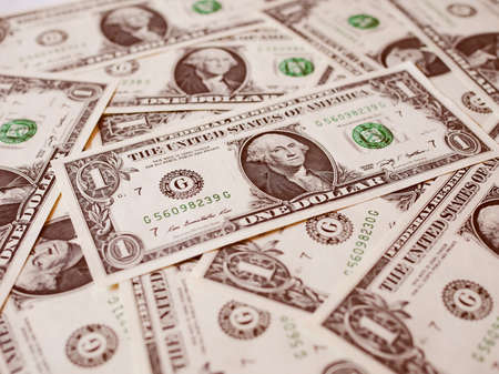 Vintage looking Dollar banknotes 1 Dollar currency of the United States useful as a background