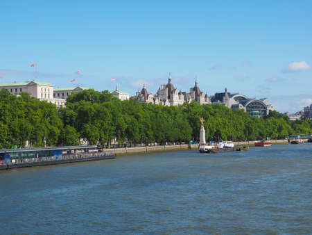 Panoramic view of Thames River in London, UKの写真素材
