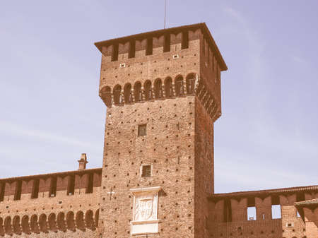 Vintage looking Castello Sforzesco meaning Sforza Castle in Milan Italyのeditorial素材