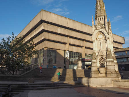 BIRMINGHAM, UK - SEPTEMBER 25, 2015: Birmingham Central Library iconic masterpiece of New Brutalism...