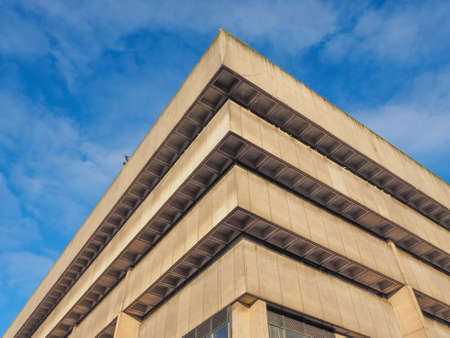 BIRMINGHAM, UK - SEPTEMBER 25, 2015: Birmingham Central Library iconic masterpiece of New Brutalism...