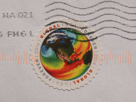 BOSTON, USA - CIRCA OCTOBER 2015: A stamp printed by United States celebrates Global Forever