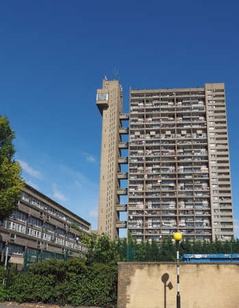 LONDON, UK - SEPTEMBER 28, 2015: The Trellick Tower designed by Erno Goldfinger in 1964 is a masterpiece of new brutalist architectureのeditorial素材
