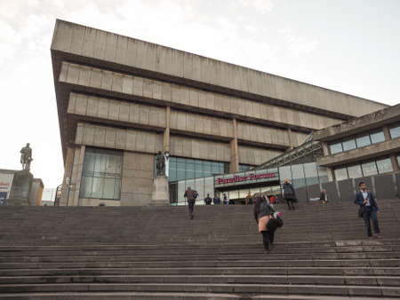 BIRMINGHAM, UK - SEPTEMBER 24, 2015: Birmingham Central Library iconic masterpiece of New Brutalism...