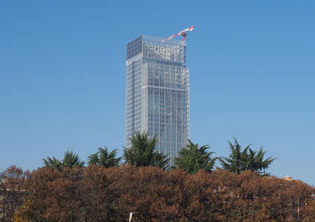 TURIN, ITALY - NOVEMBER 07, 2015: Regione Piemonte skyscraper designed by Massimiliano Fuksas will host the new headquarters of Piedmont Region local governmentのeditorial素材