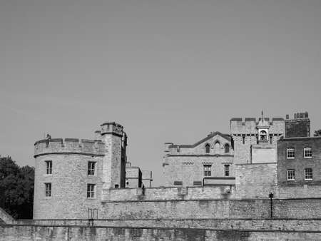 The Tower of London in London, UK in black and whiteのeditorial素材