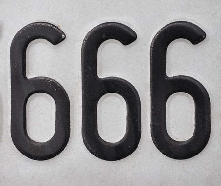 Number 666 is known as the number of the beast, meaning devil, from chapter 13 of the Book of Revelation, in the New Testament in the Bibleの写真素材