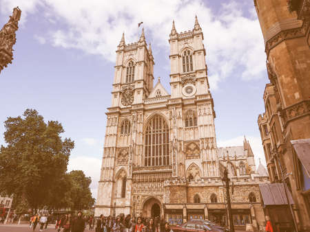 Vintage looking Westminster Abbey church in London, UKのeditorial素材