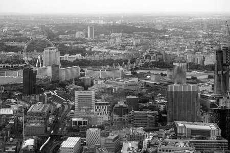 LONDON, UK - JUNE 10, 2015:  Aerial view of London in black_and_whiteのeditorial素材