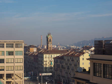 TURIN, ITALY - DECEMBER 16, 2015: Aerial view of Lingotto quarterのeditorial素材