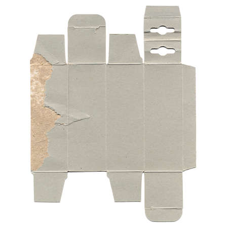 Cardboard box unfolded exploded view showing construction design
