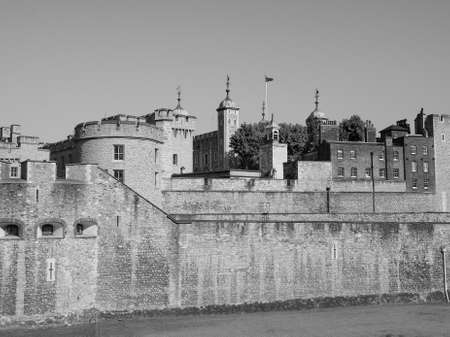 The Tower of London in London, UK in black and whiteのeditorial素材