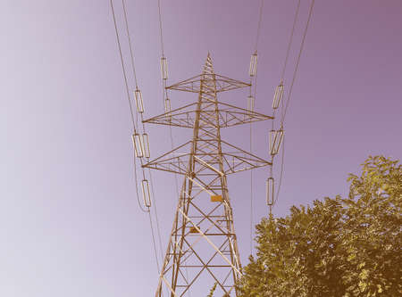 An electric power high voltage transmission line vintageの写真素材