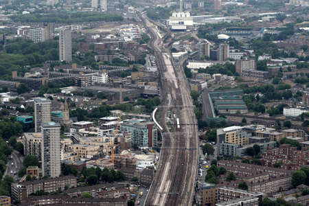LONDON, UK - JUNE 10, 2015: Aerial view of London