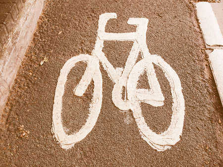 Sign of a bike or bicycle lane vintage