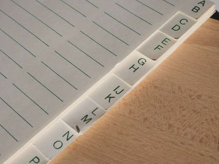 Detail of address book or phone book