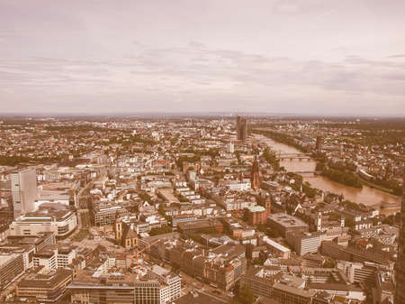 Aerial view of the city of Frankfurt am Main in Germany vintage
