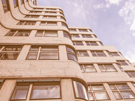 BERLIN, GERMANY - MAY 09, 2014: The Shell Haus aka Gasag building is a classical modernist architectural masterpiece designed by Emil Fahrenkamp in 1932 vintageのeditorial素材