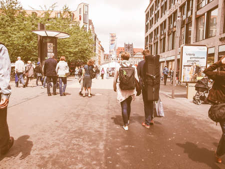 LEIPZIG, GERMANY - JUNE 14, 2014: Tourists visiting the city centre in summer vintageのeditorial素材