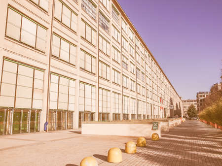 TURIN, ITALY - JANUARY 24, 2014: The Fiat Lingotto car factory designed by Trucco in 1916 was the largest car factory at the time and still houses the Fiat directional centre and an exhibition complex vintageのeditorial素材