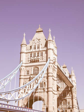 Tower Bridge on River Thames London UK vintageの写真素材
