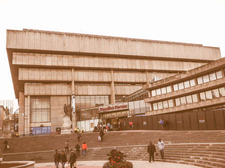 BIRMINGHAM, UK - SEPTEMBER 24, 2015: Birmingham Central Library iconic masterpiece of New Brutalism designed by John Madin in 1974 is now threated of demolition vintageのeditorial素材