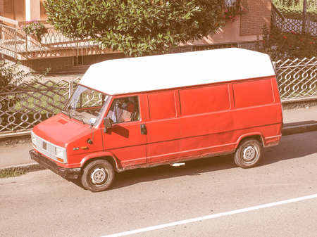 MILAN, ITALY - CIRCA AUGUST, 2015: Red Fiat lorry vintage
