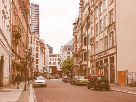 LEIPZIG, GERMANY - JUNE 14, 2014: Tourists visiting the city centre in summer vintageのeditorial素材