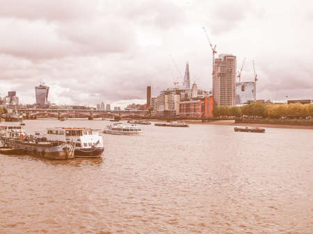 Panoramic view of Thames River London UK vintageの写真素材