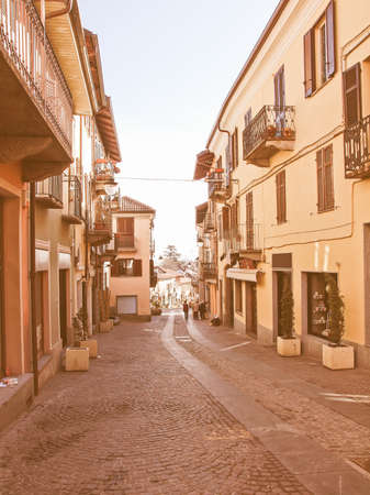 View of the old town centre in Rivoli, Turin, Italy vintageの写真素材