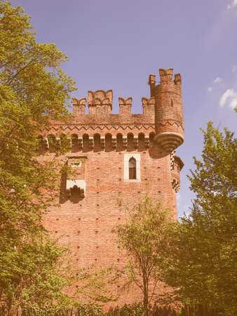 The Medieval Castle in Parco del Valentino Turin Italy vintageのeditorial素材