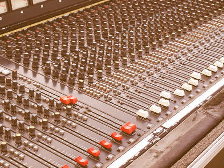 Detail of a soundboard mixer electronic device vintage